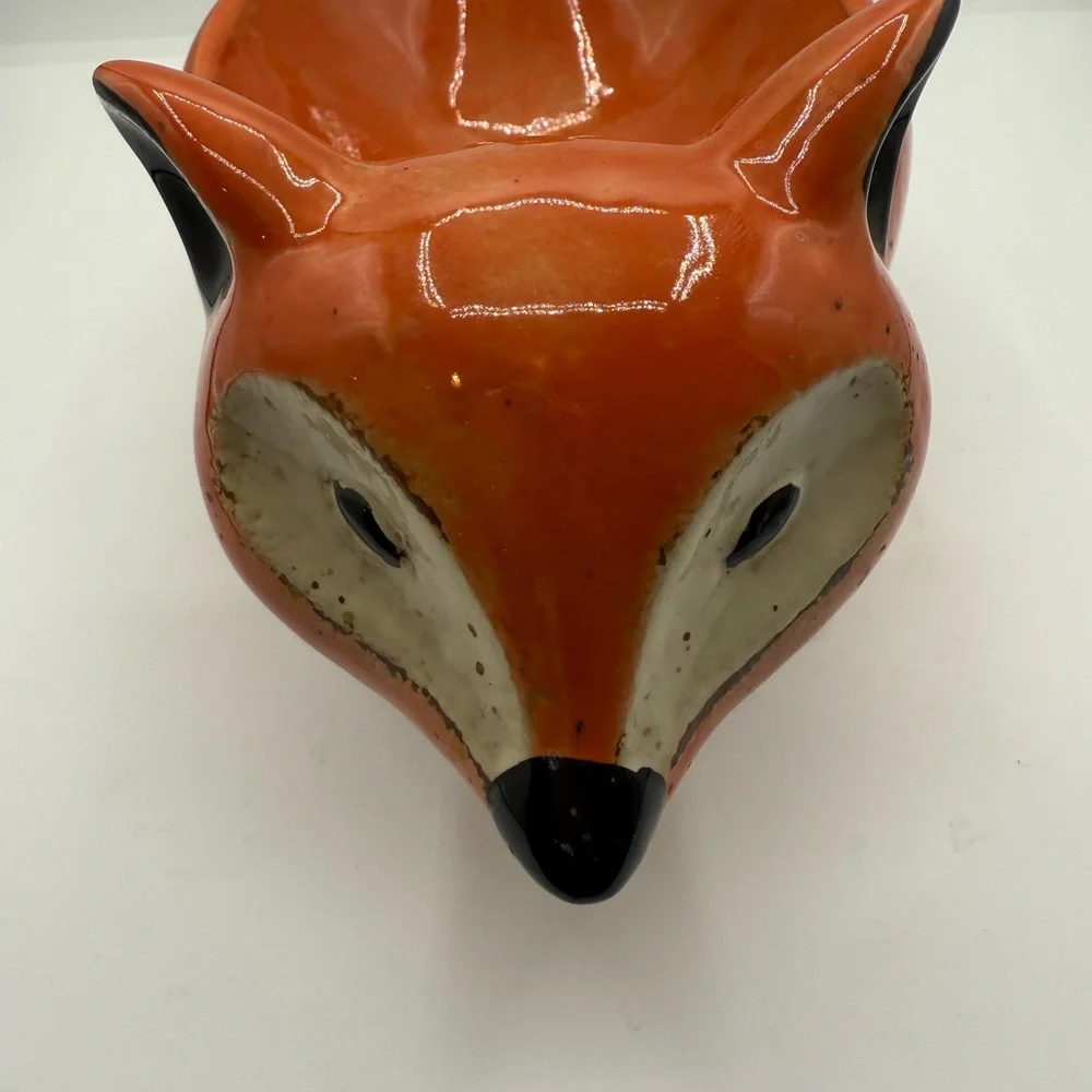 Charming pier 1 Orange Fox Ceramic candy bowl